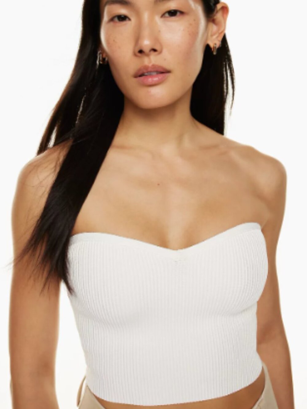 Bloomingdale’s Aqua White Ribbed Knit Sweetheart Strapless Tube Top M